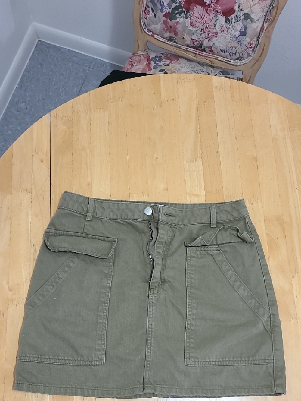 Topshop Army Green Cargo Mini Skirt